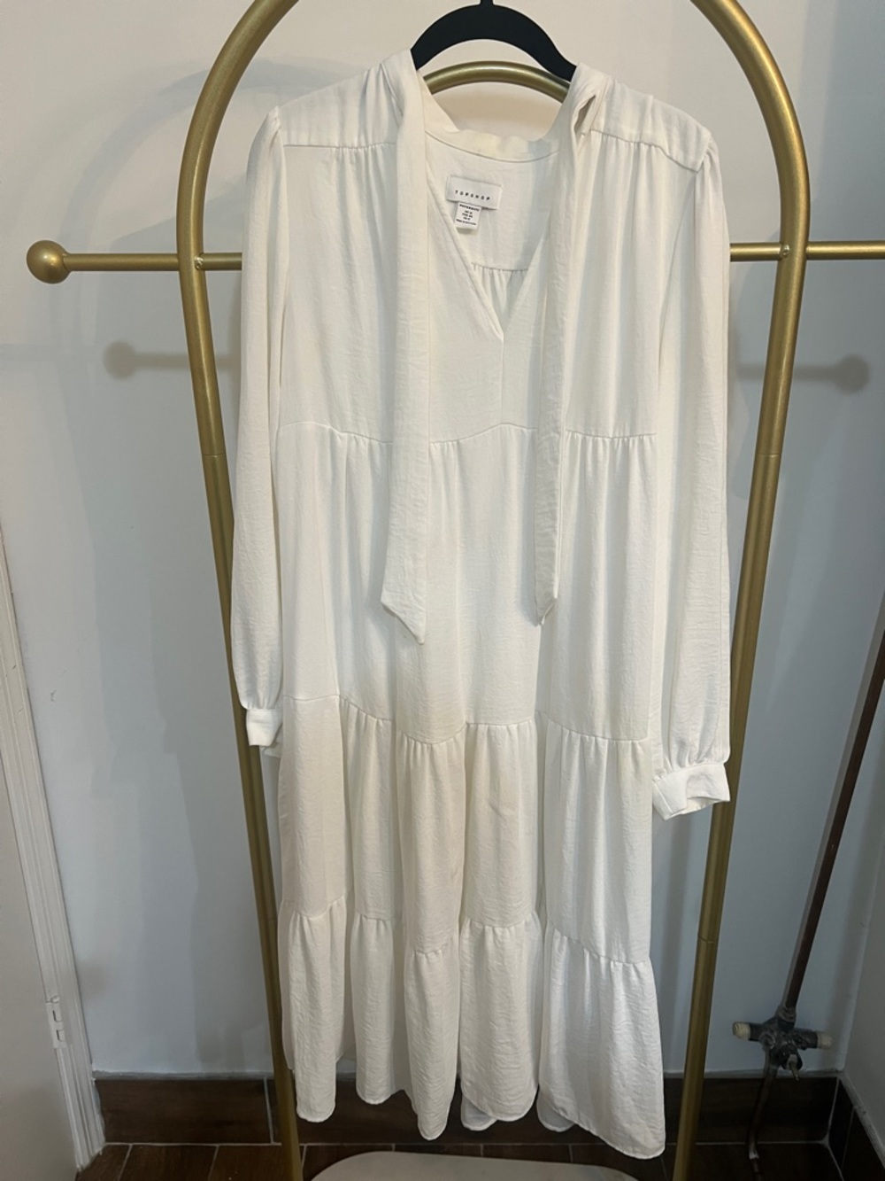 Topshop Maternity White Tiered V-Neck Maxi Dress with Tie